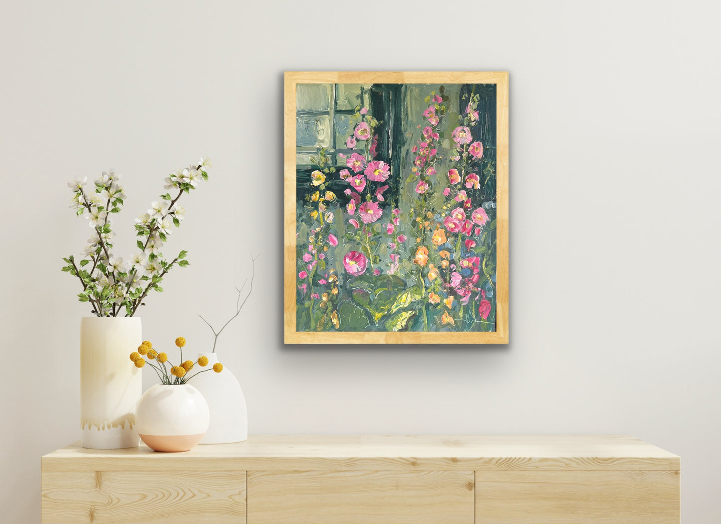 Hollyhocks in the Sun