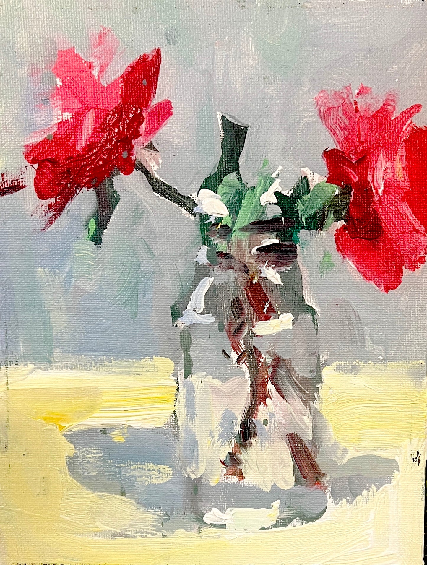 Red Flowers in Glass