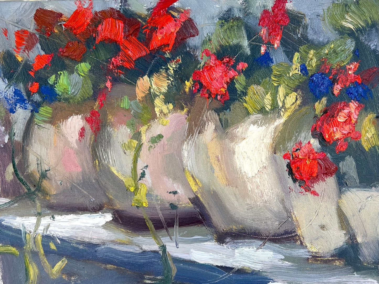 Red Flowers With Blue