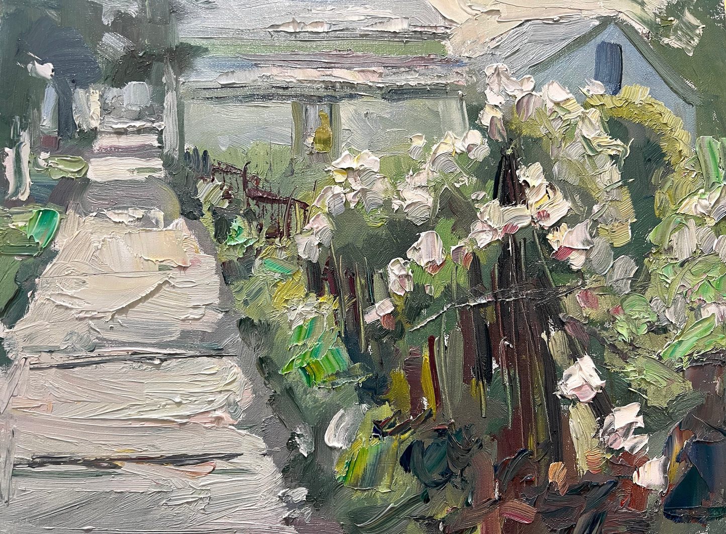 White Roses on Iron Fence