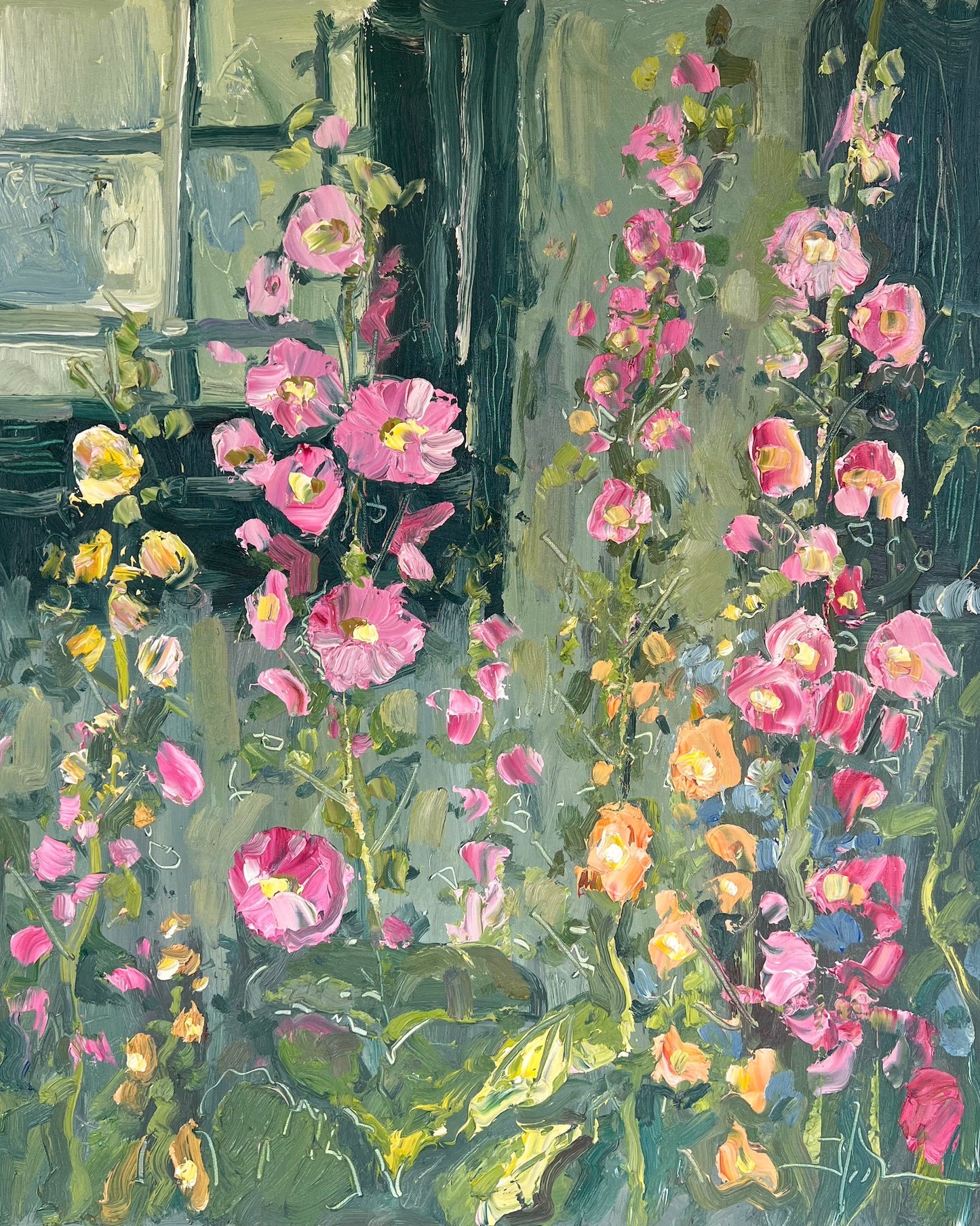 Hollyhocks in the Sun