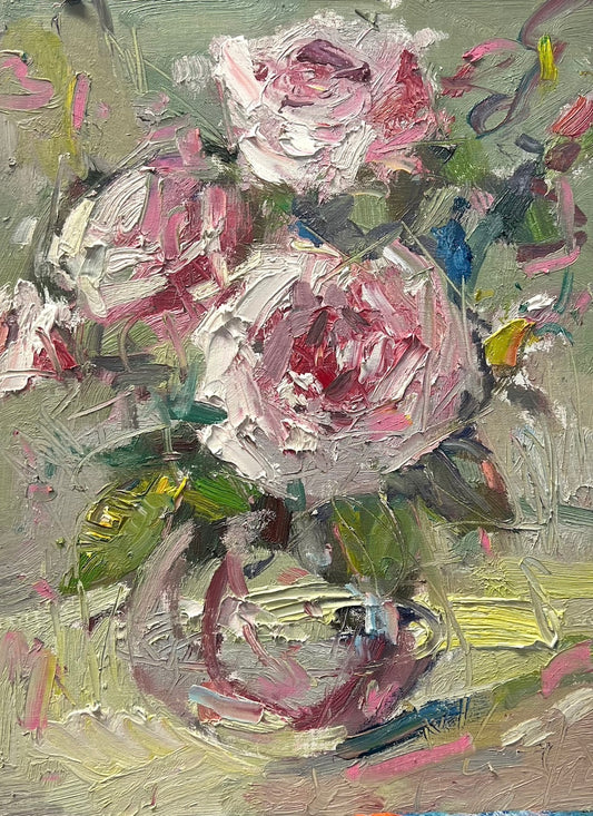Pink Roses in a Still Life