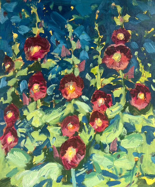 Red Hollyhocks