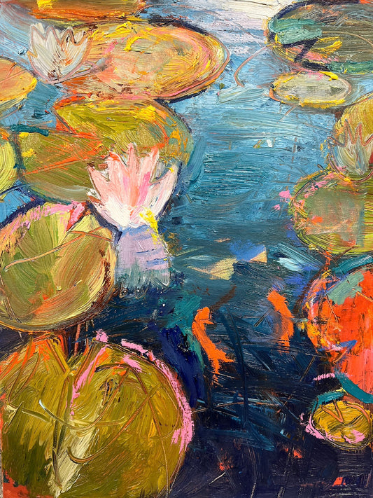 Water Lilies With Koi